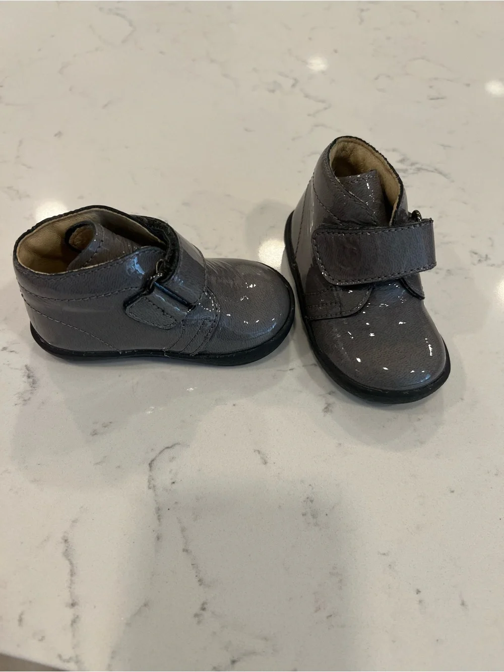 Falcotto by Naturino Girls Grey Patent Leather Velcro Ankle Boots EU 18